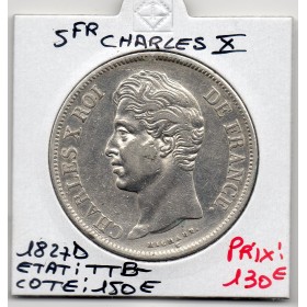 5 francs Charles X 1827 D Lyon TTB-