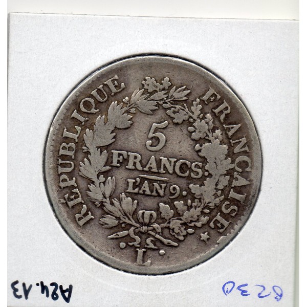 5 francs Union et Force An 9 L Bayonne B+