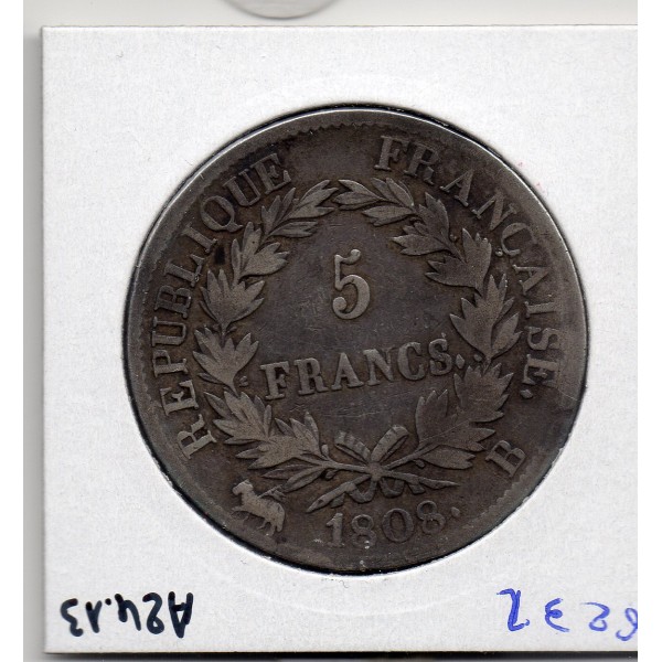 5 francs Napoléon 1er 1808 B Rouen TTB-