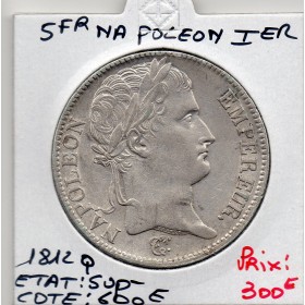 5 francs Napoléon 1er 1812 Q Perpignan Sup-