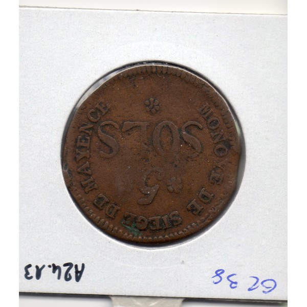 5 sols siège de Mayence 1793 TTB-