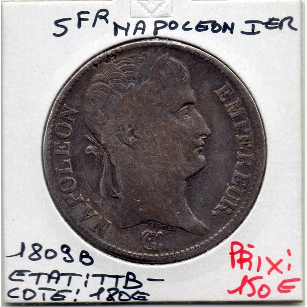 5 francs Napoléon 1er 1809 B Rouen TTB-