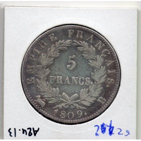 5 francs Napoléon 1er 1809 B Rouen TTB-