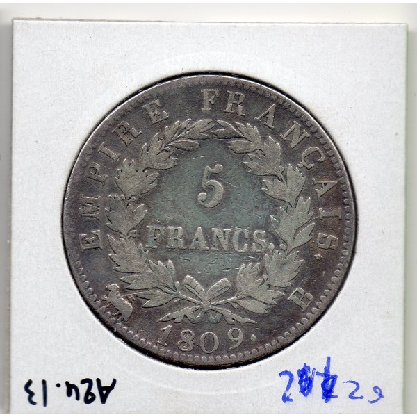 5 francs Napoléon 1er 1809 B Rouen TTB-