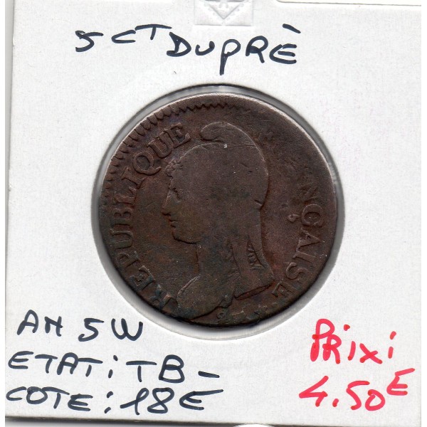 5 centimes Dupré An 5 W Lille TB-