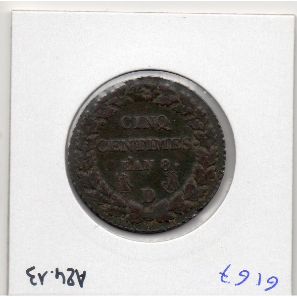 5 centimes Dupré An 8 D Lyon TTB+