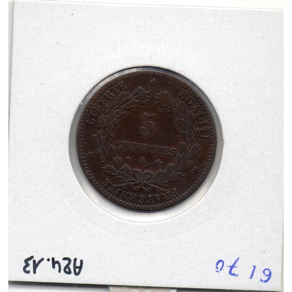5 centimes Cérès 1872 grand A Paris TB