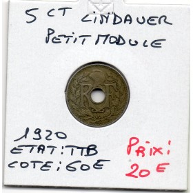 5 centimes Lindauer 1920 TTB