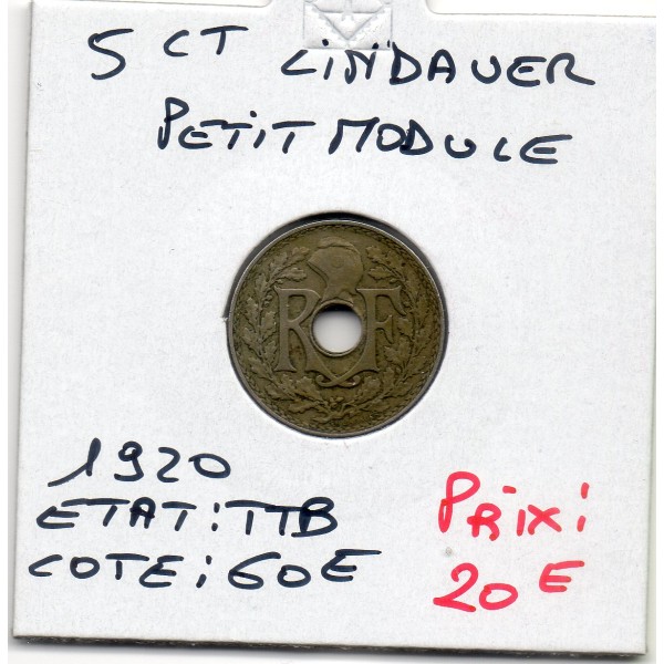 5 centimes Lindauer 1920 TTB