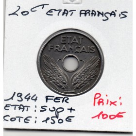 20 centimes état Français 1944 fer Sup+