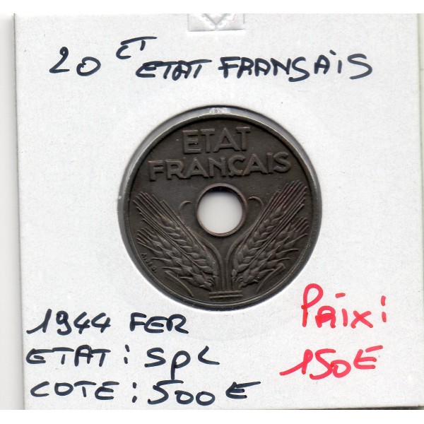 20 centimes état Français 1944 fer Spl
