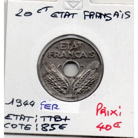 20 centimes état Français 1944 fer TTB+