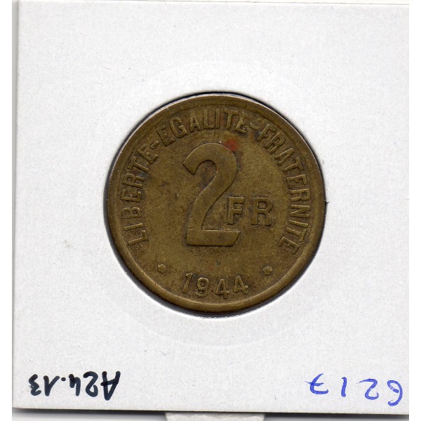 2 francs Philadelphie France Libre 1944 TTB