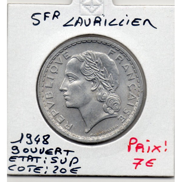 5 francs Lavrillier 1948 9 Ouvert Sup