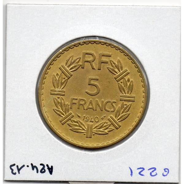 5 francs Lavrillier 1940 Sup