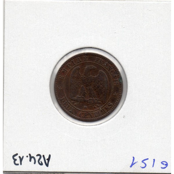 2 centimes Napoléon III tête laurée 1861 BB Strasbourg TTB