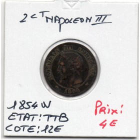 2 centimes Napoléon III tête nue 1854 W Lille TTB