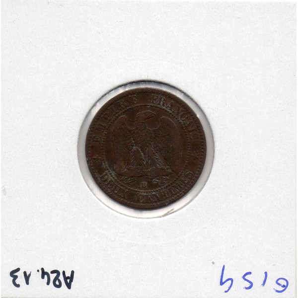 2 centimes Napoléon III tête nue 1855 B Chien Rouen TB