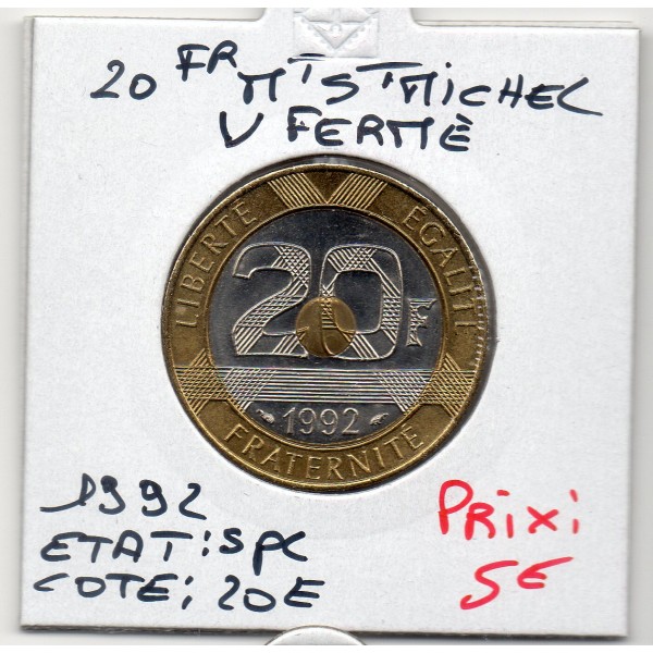 20 francs Mont St Michel 1992 V fermé 5 cannelures Spl