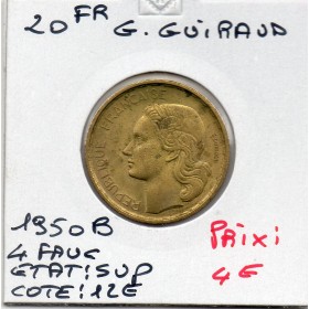20 francs Coq G. Guiraud 4 faucilles 1950 B Beaumont Sup