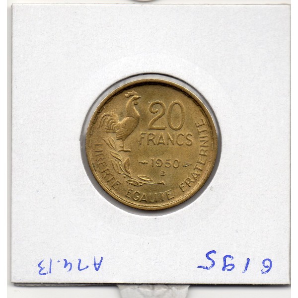 20 francs Coq G. Guiraud 4 faucilles 1950 B Beaumont Sup