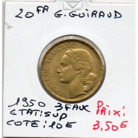 20 francs Coq Georges Guiraud 3 faucilles 1950 Sup