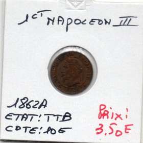 1 centime Napoléon III tête laurée 1862 A Paris TTB