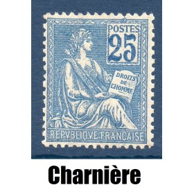 Timbre France Yvert No 114 Mouchon type I 25c Bleu neuf * avec charnière