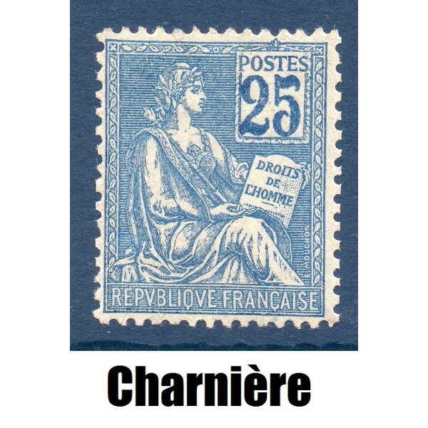 Timbre France Yvert No 114 Mouchon type I 25c Bleu neuf * avec charnière