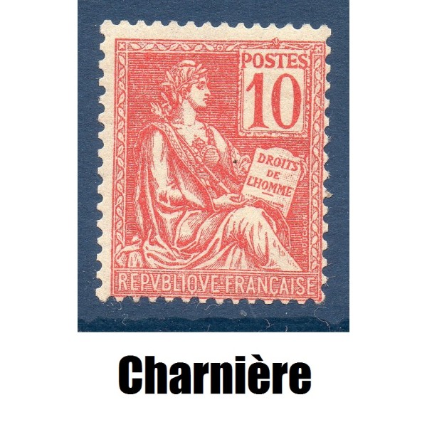 Timbre France Yvert No 116 Mouchon Type II 10c Rose neuf * avec charnière