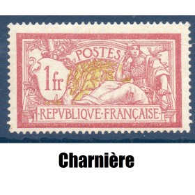 Timbre France Yvert No 121 Type Merson 1F lie-de-vin et olive neuf * avec charnière