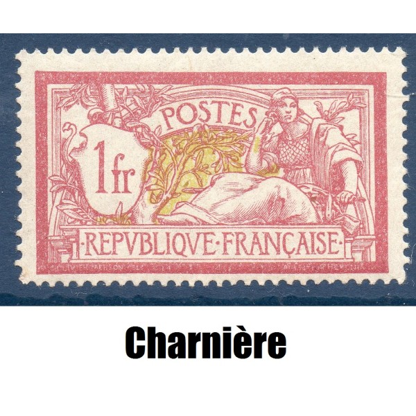 Timbre France Yvert No 121 Type Merson 1F lie-de-vin et olive neuf * avec charnière