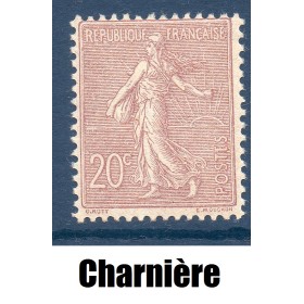 Timbre France Yvert No 131 semeuse lignée 20c brun lilas neuf * avec charnière