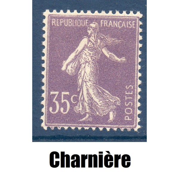 Timbre France Yvert No 136 semeuse fond plein 35c violet neuf * avec charnière