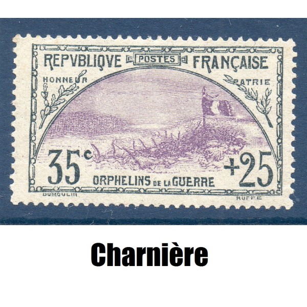Timbre France Yvert No 152 Orphelin de la Guerre Ardoise et Violet neuf * avec charnière