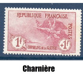 Timbre France Yvert No 154 Orphelin de la Guerre carmin neuf * avec charnière
