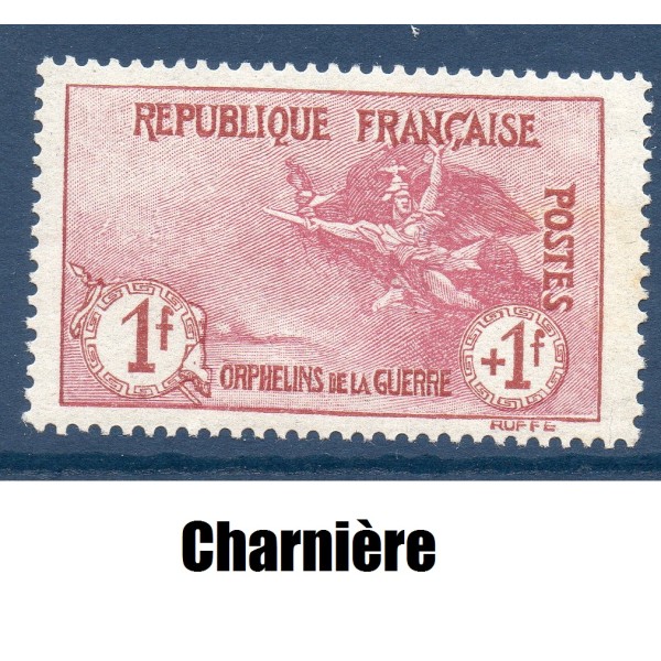 Timbre France Yvert No 154 Orphelin de la Guerre carmin neuf * avec charnière