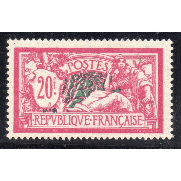 Timbre France Yvert No 208 merson 20 francs lilas rose et vert bleu neuf  **