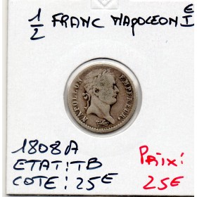 1/2 Franc Napoléon 1er 1808 A paris TB