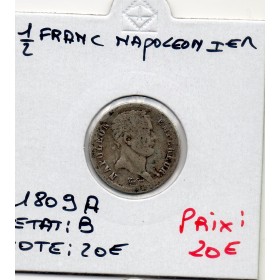 1/2 Franc Napoléon 1er 1809 A paris B