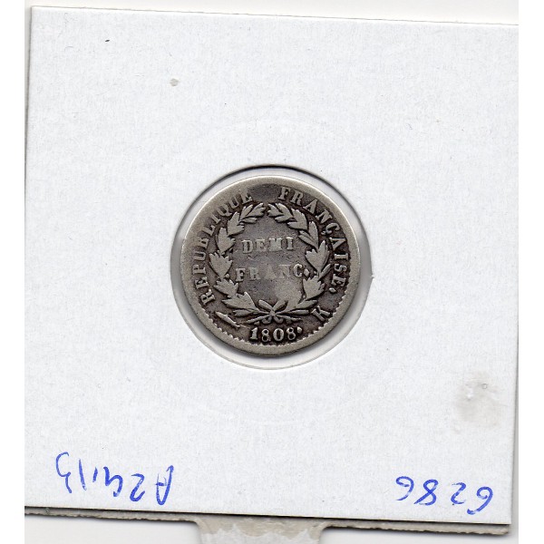 1/2 Franc Napoléon 1er 1808 K Bordeaux TB Choc