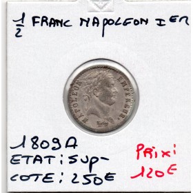 1/2 Franc Napoléon 1er 1809 A paris Sup-