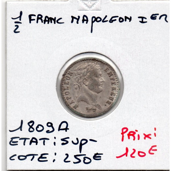 1/2 Franc Napoléon 1er 1809 A paris Sup-
