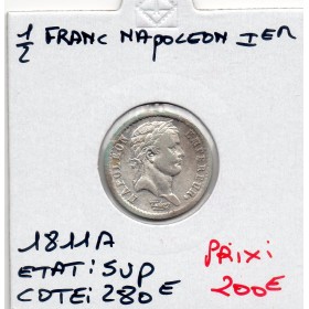 1/2 Franc Napoléon 1er 1811 A paris Sup