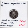 1/4 Franc Napoléon 1er 1807 U Turin TTB
