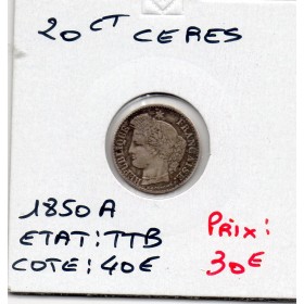 20 centimes Cérès 1850A Paris TTB