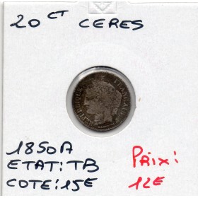 20 centimes Cérès 1850A Paris TB