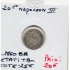 20 centimes Napoléon III tête nue 1860 BB Strasbourg TB-