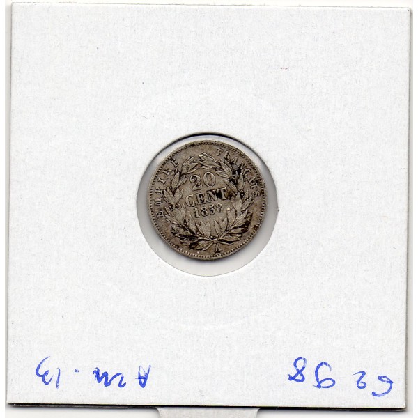 20 centimes Napoléon III tête nue 1858 A Paris TTB-