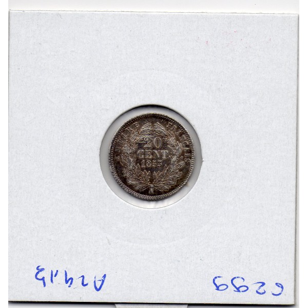 20 centimes Napoléon III tête nue 1853 A Paris Sup defaut flan